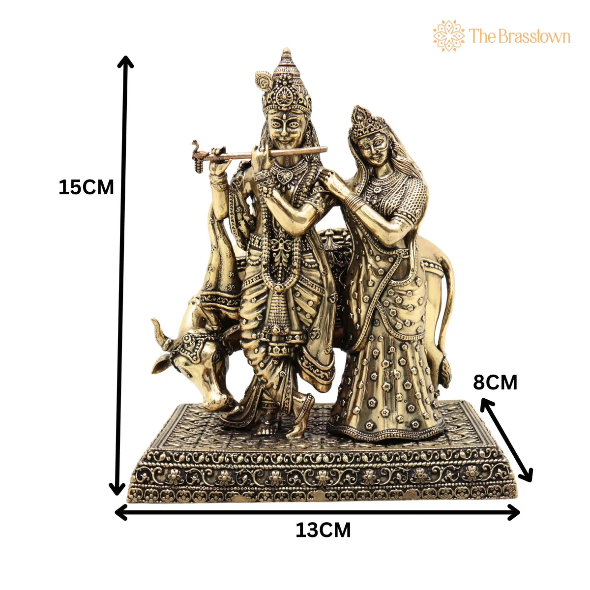 Brass Radha Krishna Idol – Handcrafted Murti for Pooja, Home Décor & Gifting 6 Inch 5