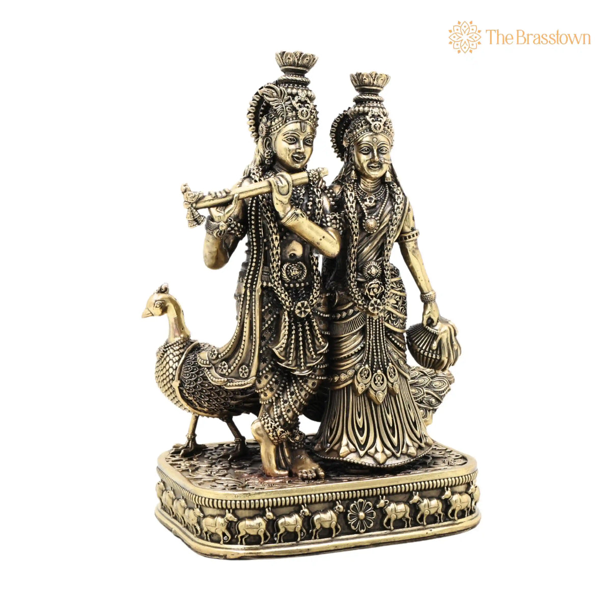 Brass Radha Krishna Idol – Handcrafted Radhakrishna Murti, Pooja, Home Décor & Gifting 4 Inch 2