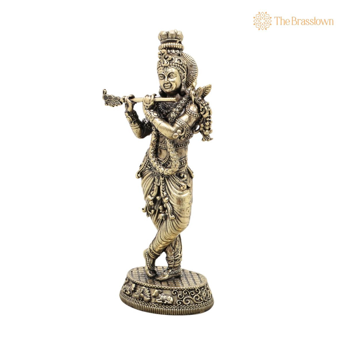 Brass Krishna Idol – Lord Krishna Murti, Handcrafted Statue for Pooja, Home Décor & Gifting 5.5 Inch 3