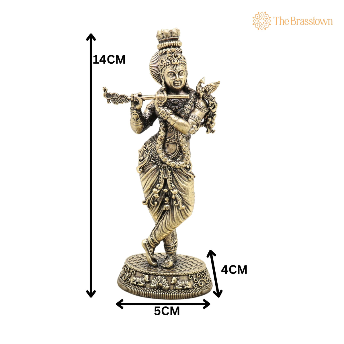Brass Krishna Idol – Lord Krishna Murti, Handcrafted Statue for Pooja, Home Décor & Gifting 5.5 Inch 5