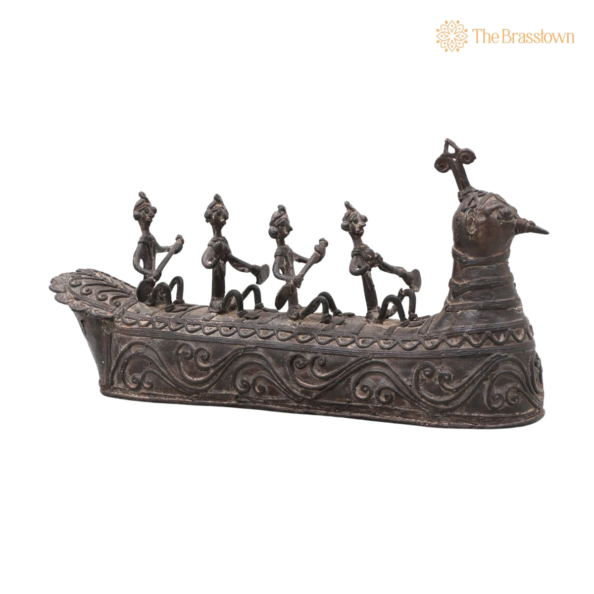 Brass Mayurpankhi Boat Sculpture – Handcrafted Bastar Dhokra Art for Home Décor & Gifting 6 Inch 2
