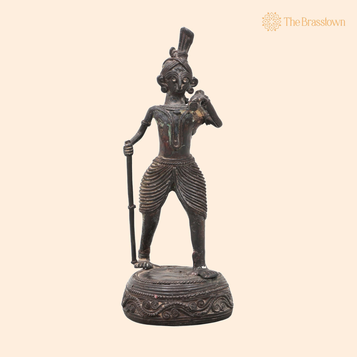 Brass Dhokra Farmer Sculpture – Handcrafted Bastar Tribal Art for Home Décor & Gifting 8.5 Inch 1