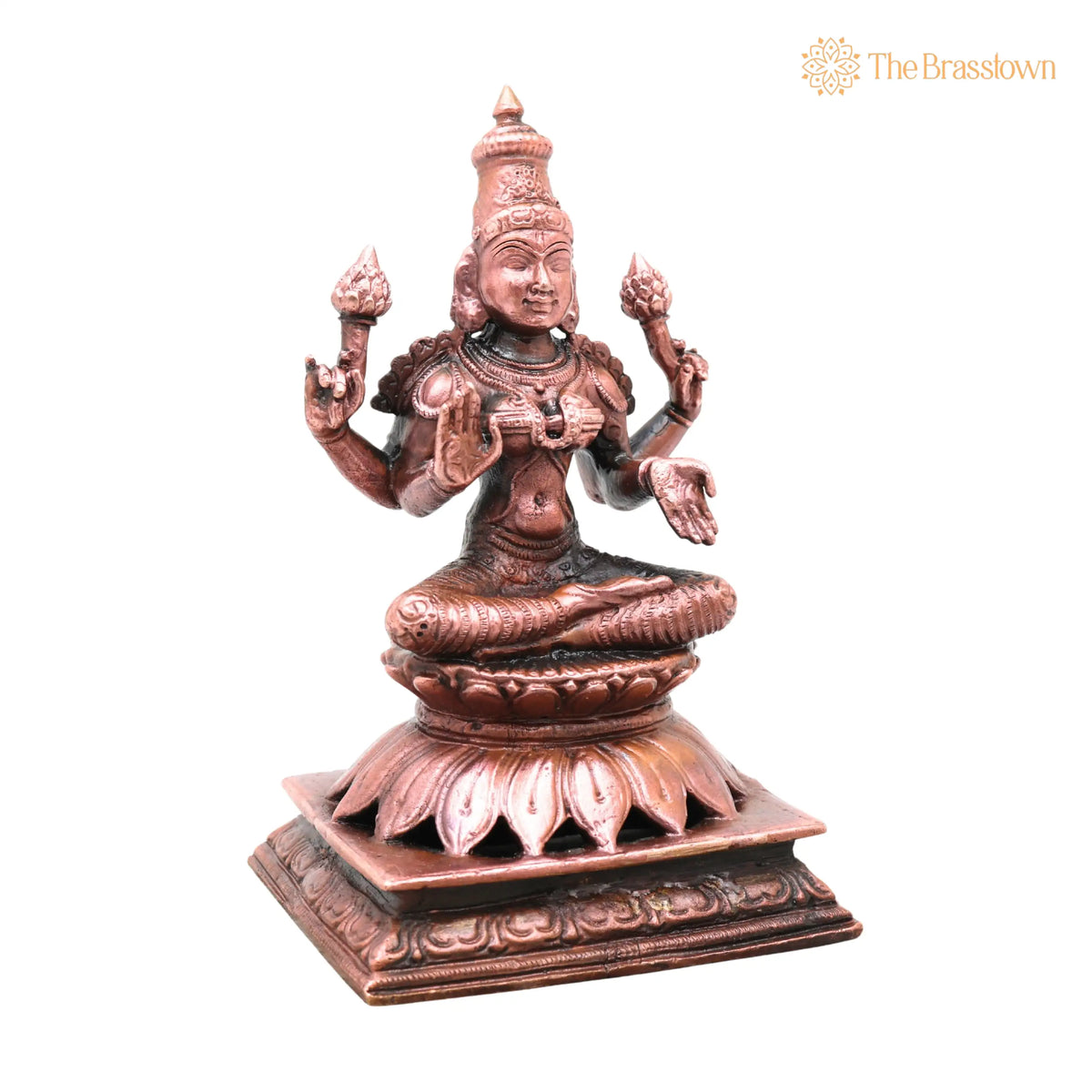 Copper Lakshmi Idol – Handcrafted Lakshmi Devi Murti, Home Décor & Gifting 5 Inch 6
