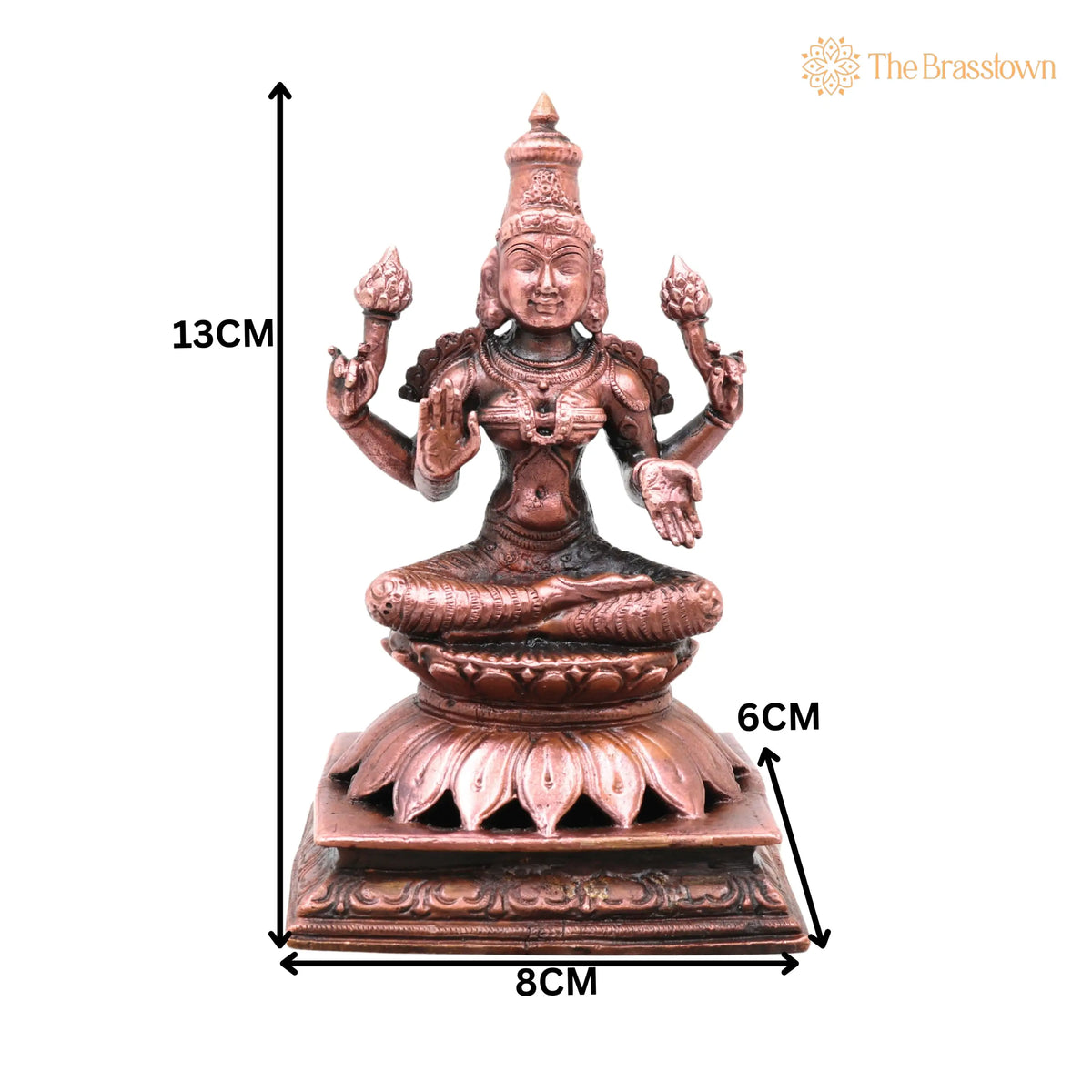 Copper Lakshmi Idol – Handcrafted Lakshmi Devi Murti, Home Décor & Gifting 5 Inch 10