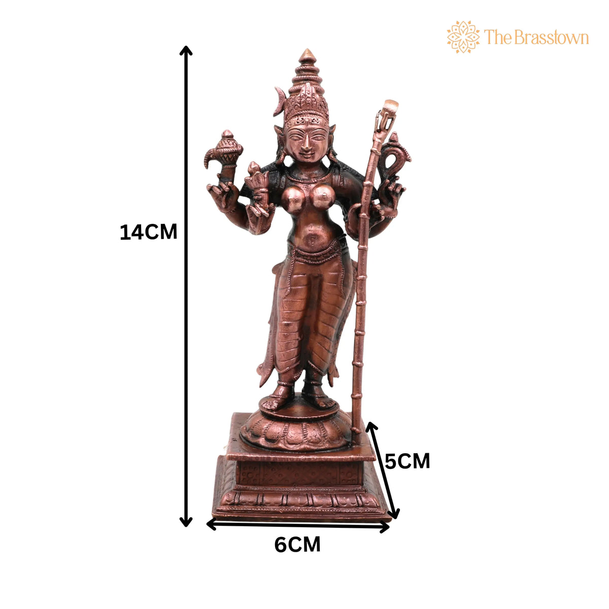 Copper Bhuvaneshwari Rajeshwari Idol – Handcrafted Devi Murti for Pooja, Home Décor & Gifting 5.5 Inch 5