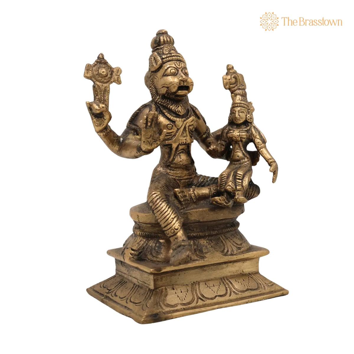 Brass Lakshmi Narasimha Swamy Idol – Handcrafted Yoga Narasimha, Lakshmi Nrisimha, Ugra Narasingha, Temple & Home Décor 6.5 Inch 2