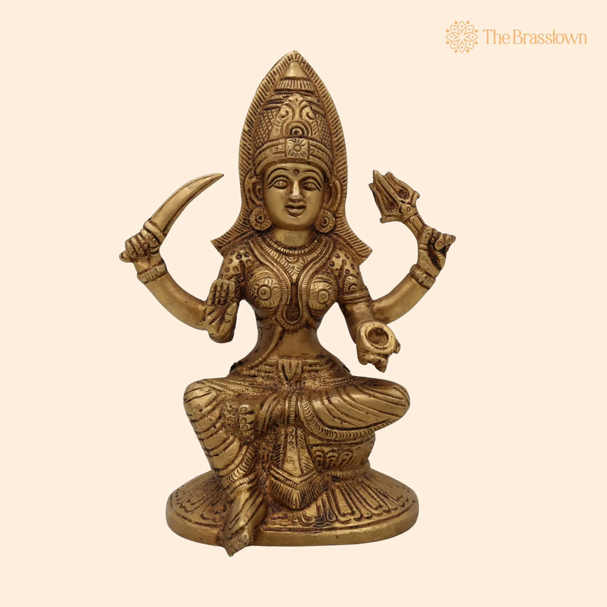 Brass Mariamman Idol – Handcrafted Muthu Mariamman Vigraham for Pooja & Home Décor 7 Inch 1