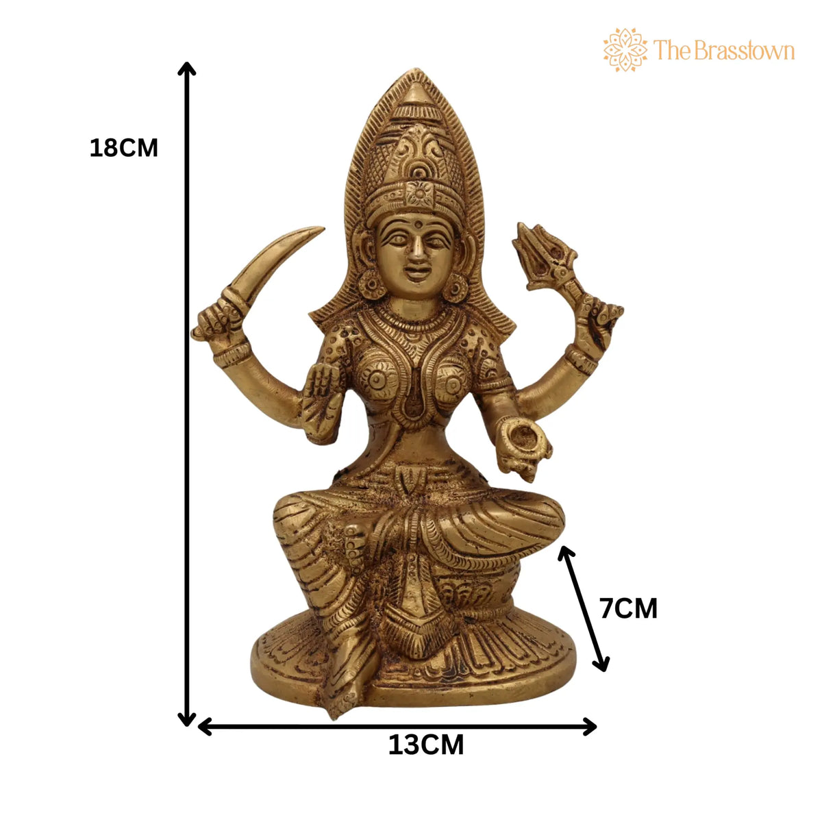Brass Mariamman Idol – Handcrafted Muthu Mariamman Vigraham for Pooja & Home Décor 7 Inch 5