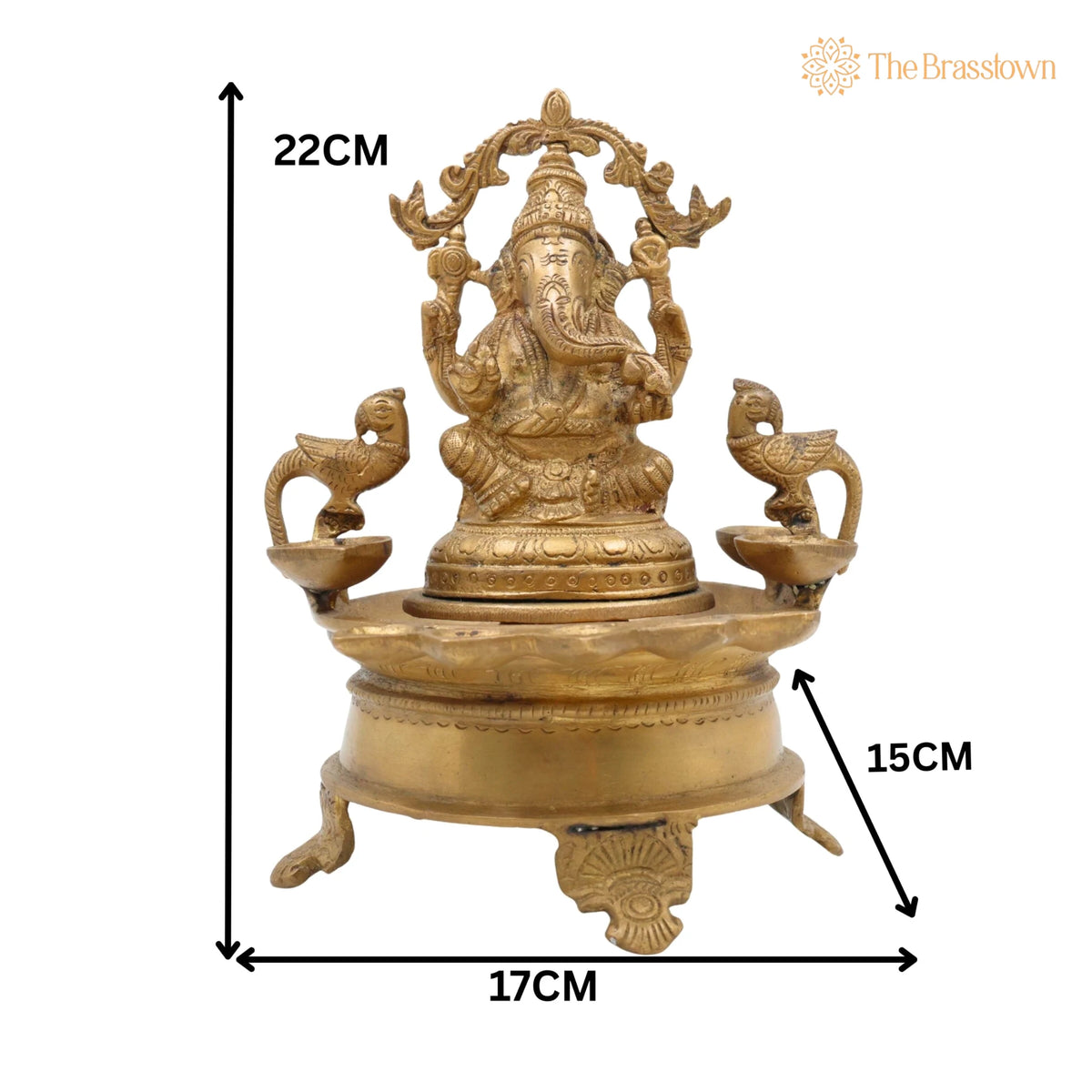 Brass Ganesh Diya Idol for Pooja – Handcrafted Vinayaka Deepam, Ganapati Pillaiyar Vilakku for Aarti, Puja & Home Mandir Décor 9 Inch 5