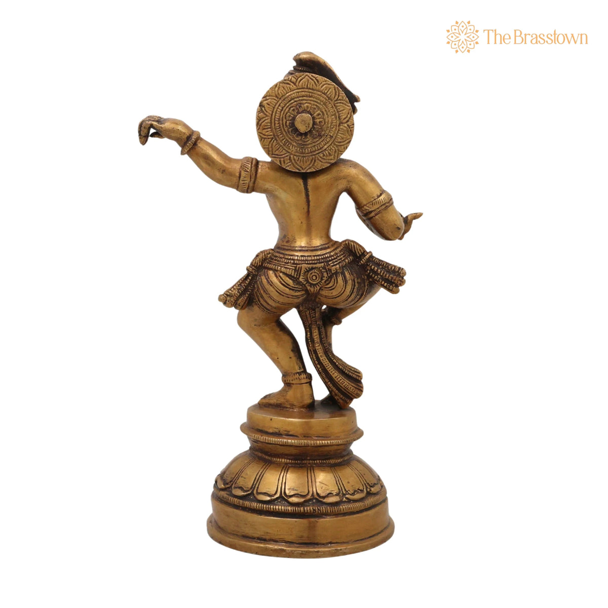 Brass Bal Gopal Krishna Idol – Handcrafted Laddu Gopal Murti, Makhan Chor Kanha Statue, Natkhat Krishna Sculpture for Pooja 9 Inch 4