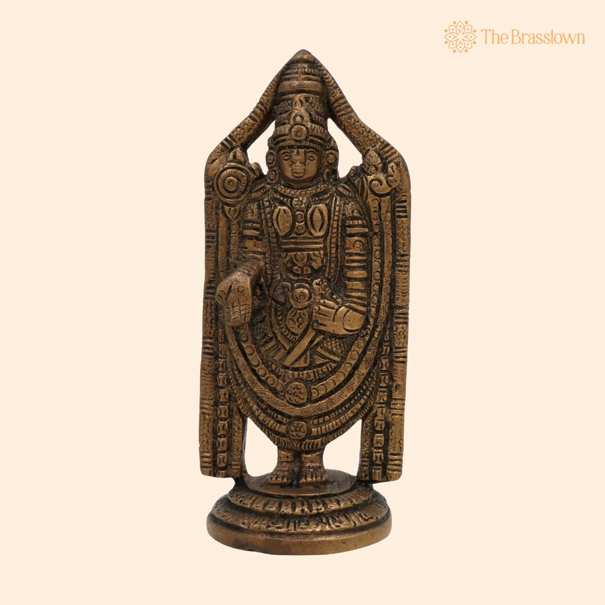 Brass Balaji Idol – Handcrafted Venkateswara Murti, Srinivasa Statue, Lord Vishnu Balaji Moorthi for Pooja, Home Décor, Gifts & Temple 5 Inch 1