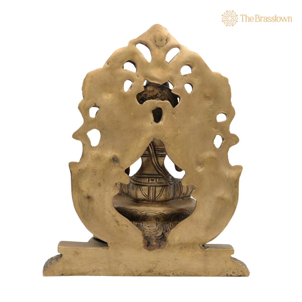 Brass Mahalakshmi Padmasana Idol with Prabhavali – Handcrafted Shree Lakshmi, Kamala Devi, Dhana Lakshmi, Gaja Lakshmi 9.5 Inch 4