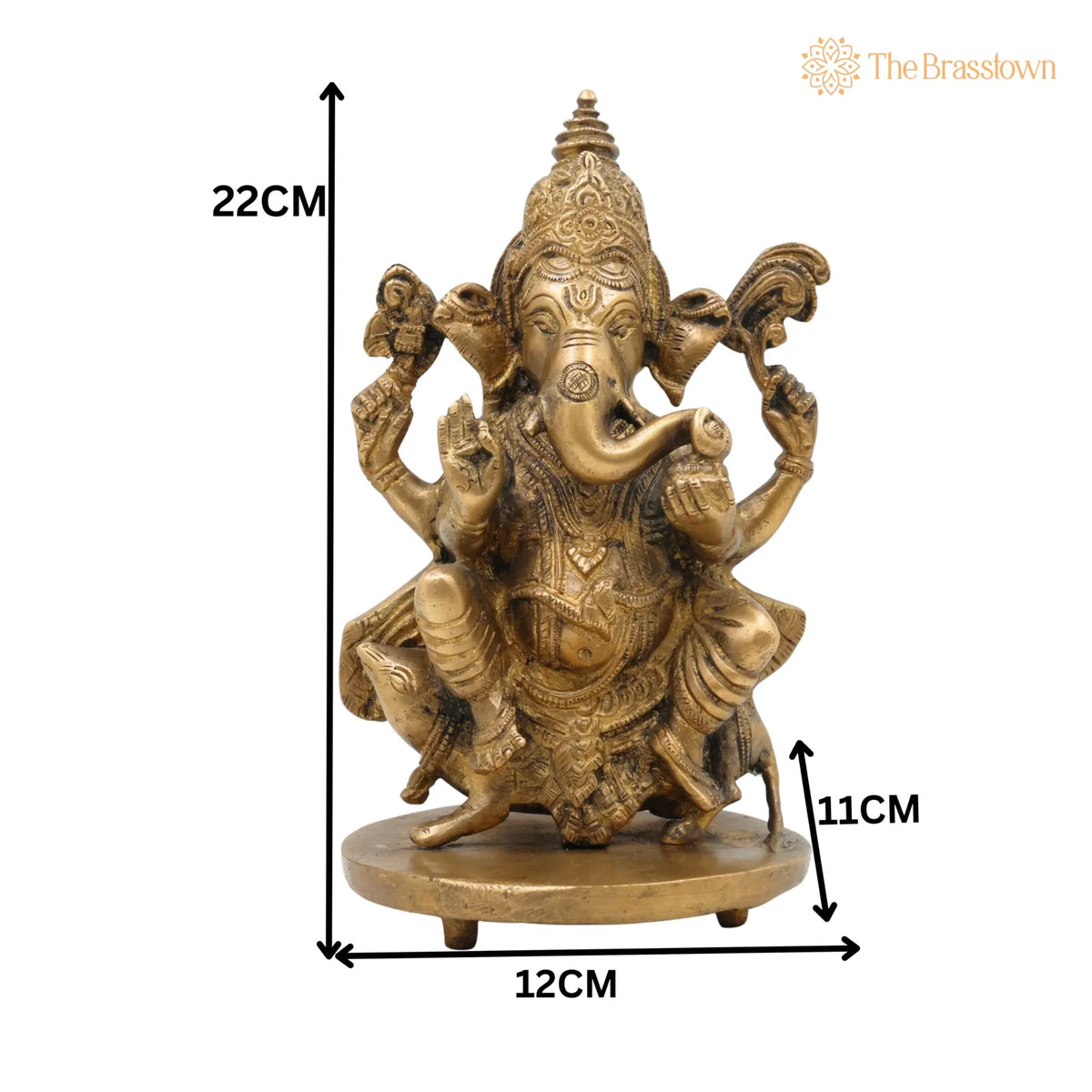 Handcrafted Brass Ganesha Idol – Vinayaka Ganpati Murti in Peetal for Home Temple, Vastu, Pooja Décor & Gifting, Ekadanta 9 Inch 5