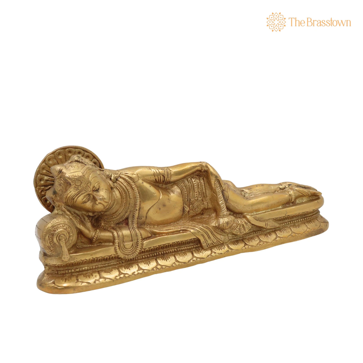 Brass Sleeping Hanuman Idol – Handcrafted Pavanputra Maruti Anjaneya Murti for Home Temple Décor & Puja 5 Inch 2