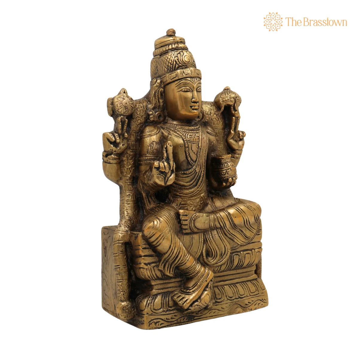 Brass Dhanvantari Idol – Handcrafted Lord Dhanvantari Murti, Ayurveda God Statue, Vaidya Narayana Brass Vigraha for Puja, Home Décor & Healing 9 Inch 2