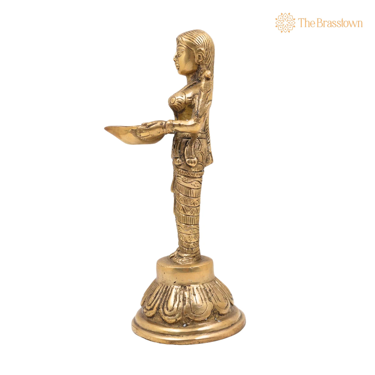 Brass Deep Lakshmi – Handcrafted Deep Lady Brass, Lamp Lady, Diya, Lady Standing With Lamps, Deeplakshmi, Deep Laxmi 10 Inch 3