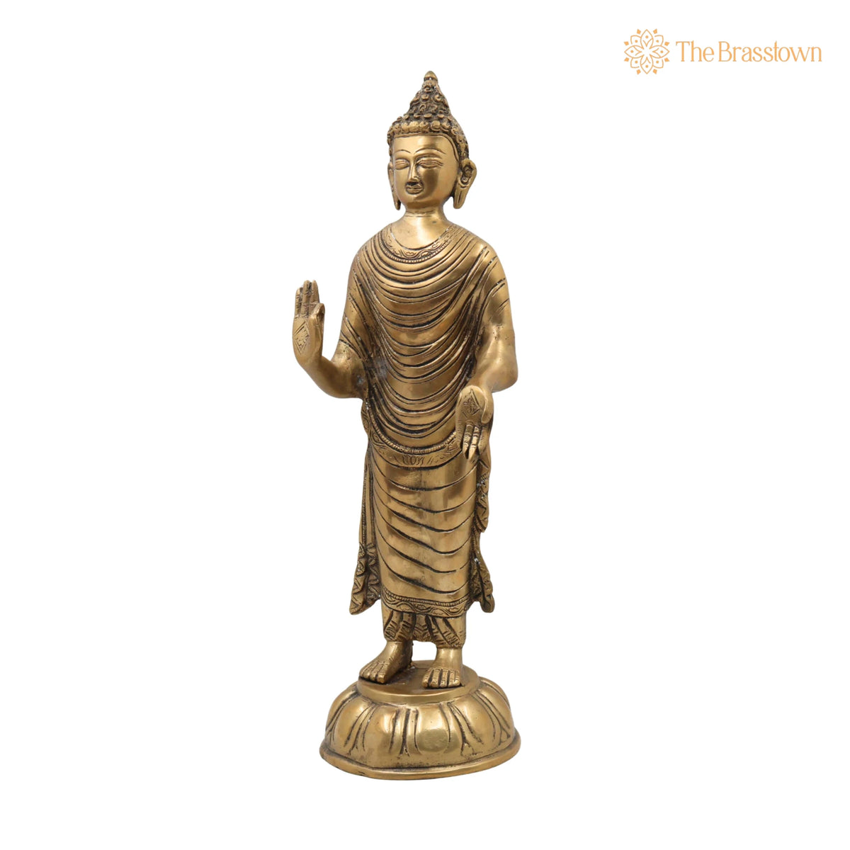 Brass Lord Buddha Idol – Handcrafted Gautama Buddha Murti, Meditating Dhyana Buddha Statue for Home Décor, Pooja, Vastu & Gifts 16.5 Inch 3