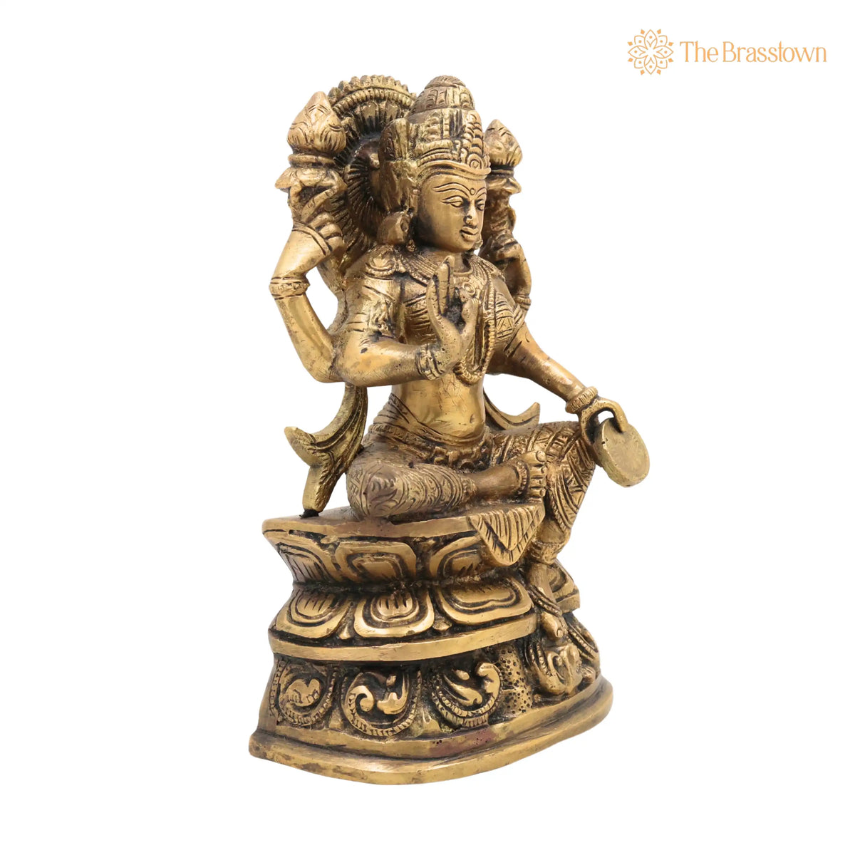 Handcrafted Brass Maha Lakshmi Idol – Shri Kamala Devi, Ashta Lakshmi Sculpture for Pooja, Home Temple, and Vastu Décor 9 Inch 2