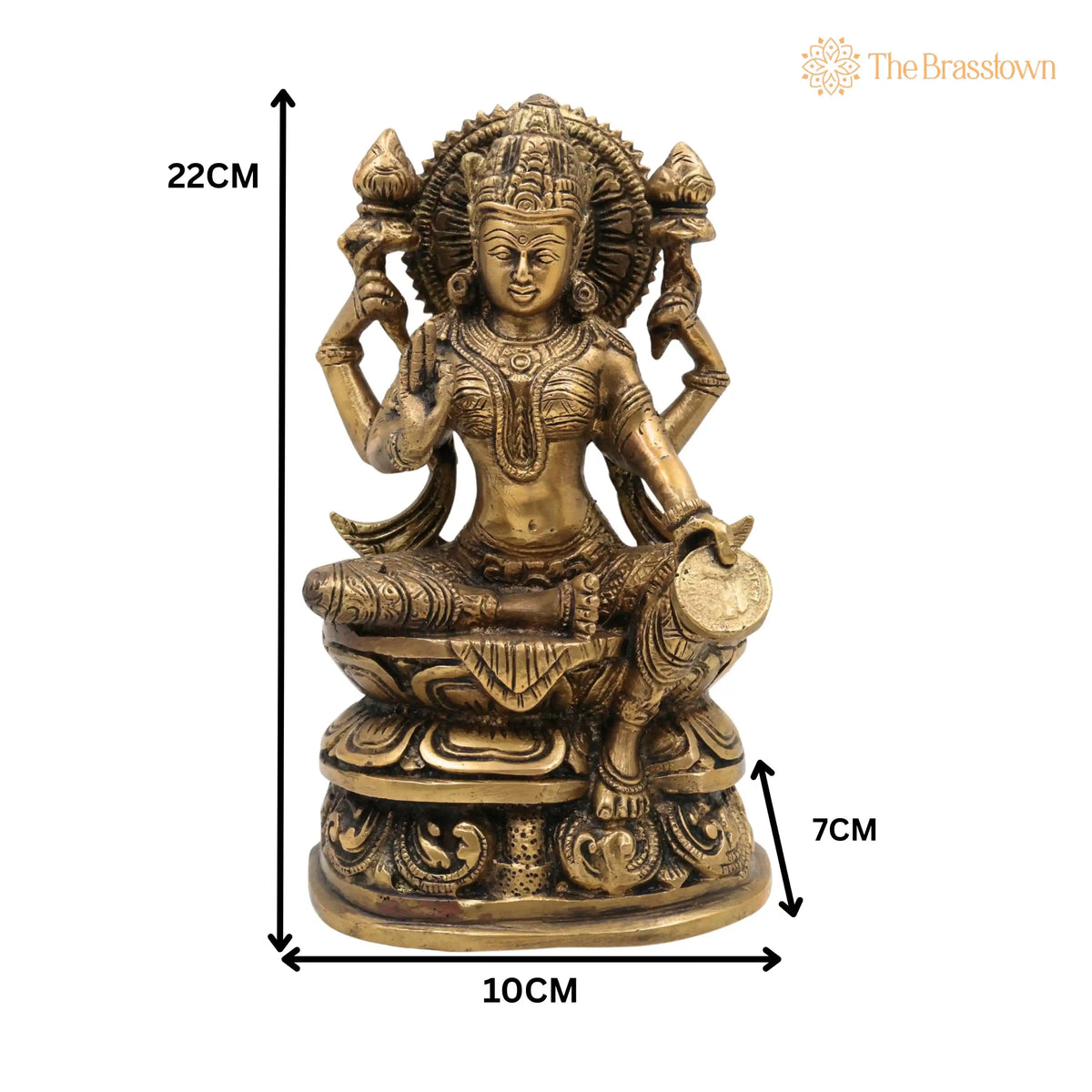 Handcrafted Brass Maha Lakshmi Idol – Shri Kamala Devi, Ashta Lakshmi Sculpture for Pooja, Home Temple, and Vastu Décor 9 Inch 5