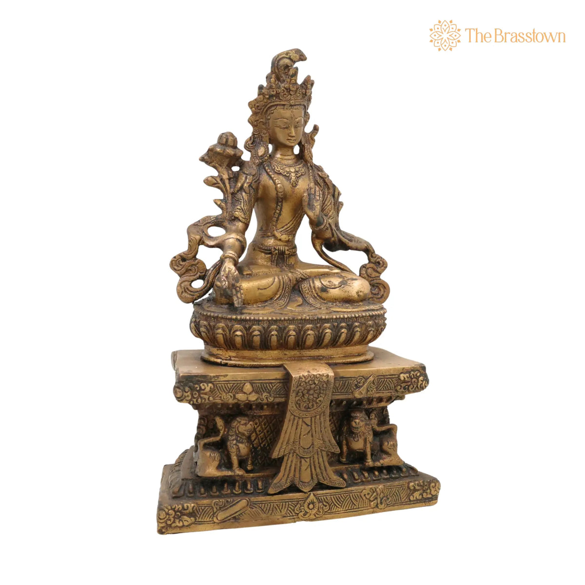Brass Tibetan Tara Maa Idol – Handcrafted Green Tara, White Tara, Jetsun Dolma, Arya Tara Devi Murti, Tara Mata Statue for Pooja 12 Inch 2