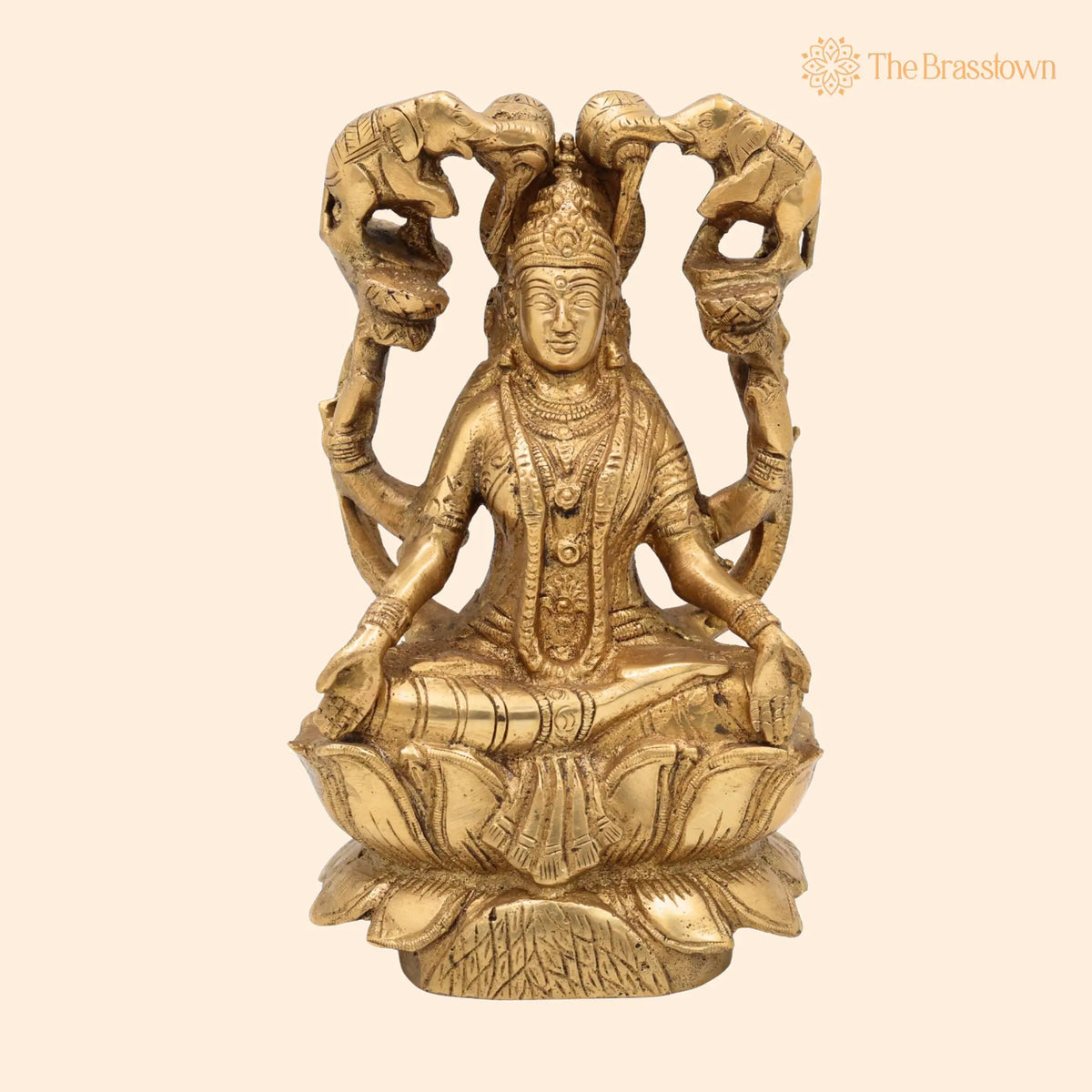 Handcrafted Brass Gaja Lakshmi Idol – Lakshmi Devi with Elephants, Gajalakshmi Murti for Pooja, Temple & Home Décor 7 Inch 1