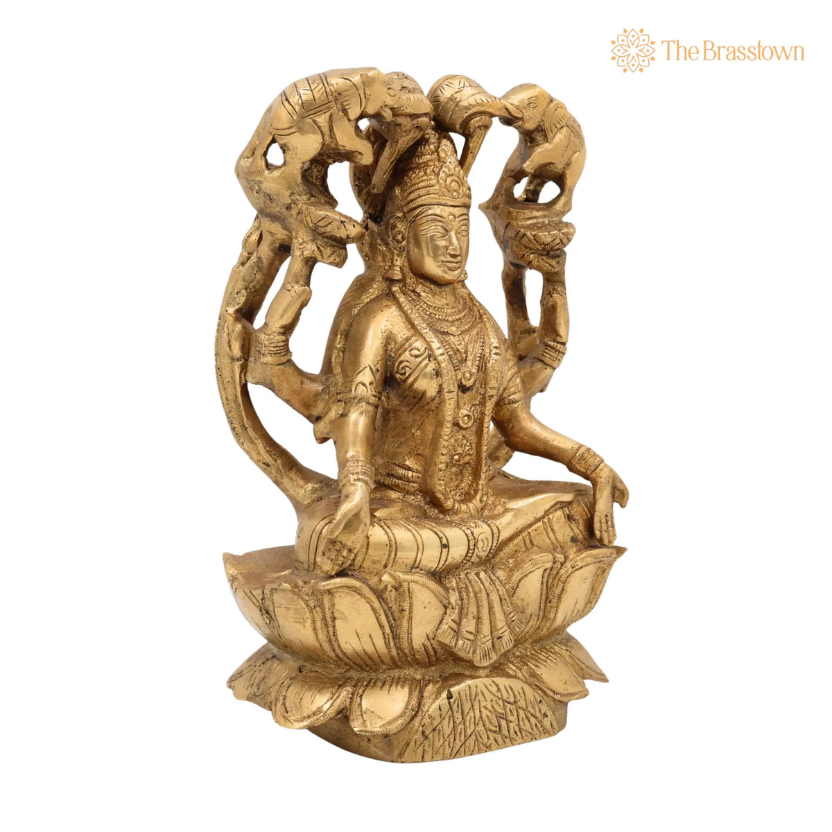Handcrafted Brass Gaja Lakshmi Idol – Lakshmi Devi with Elephants, Gajalakshmi Murti for Pooja, Temple & Home Décor 7 Inch 2