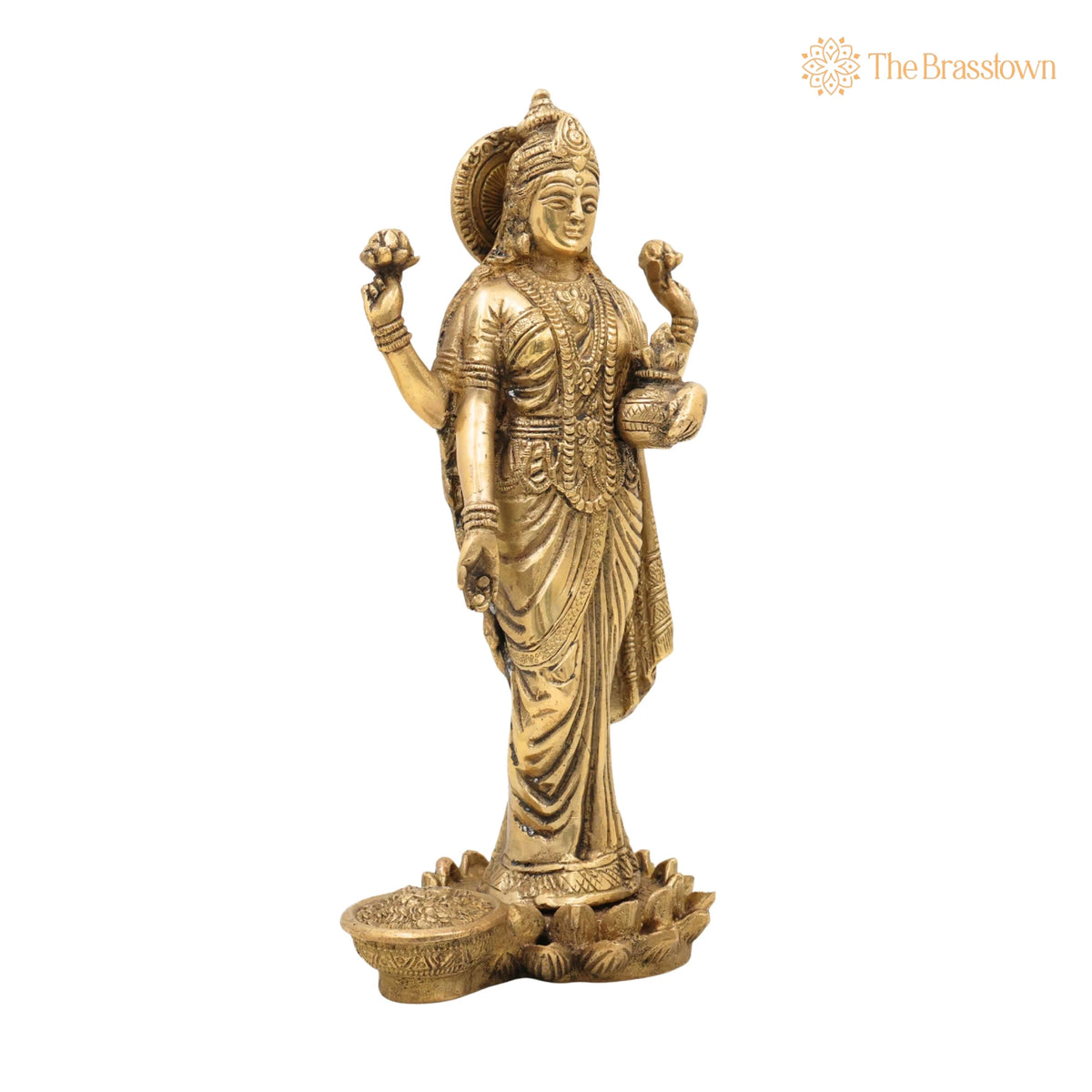 Brass Dhana Lakshmi Idol – Handcrafted Temple, Home Décor & Prosperity 9 Inch 2