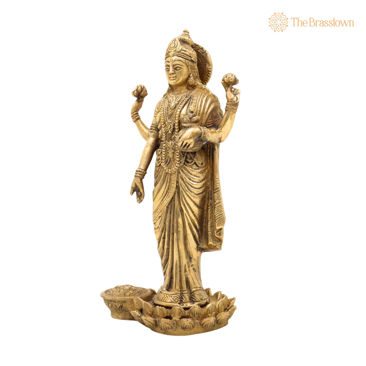 Brass Dhana Lakshmi Idol – Handcrafted Temple, Home Décor & Prosperity 9 Inch 3