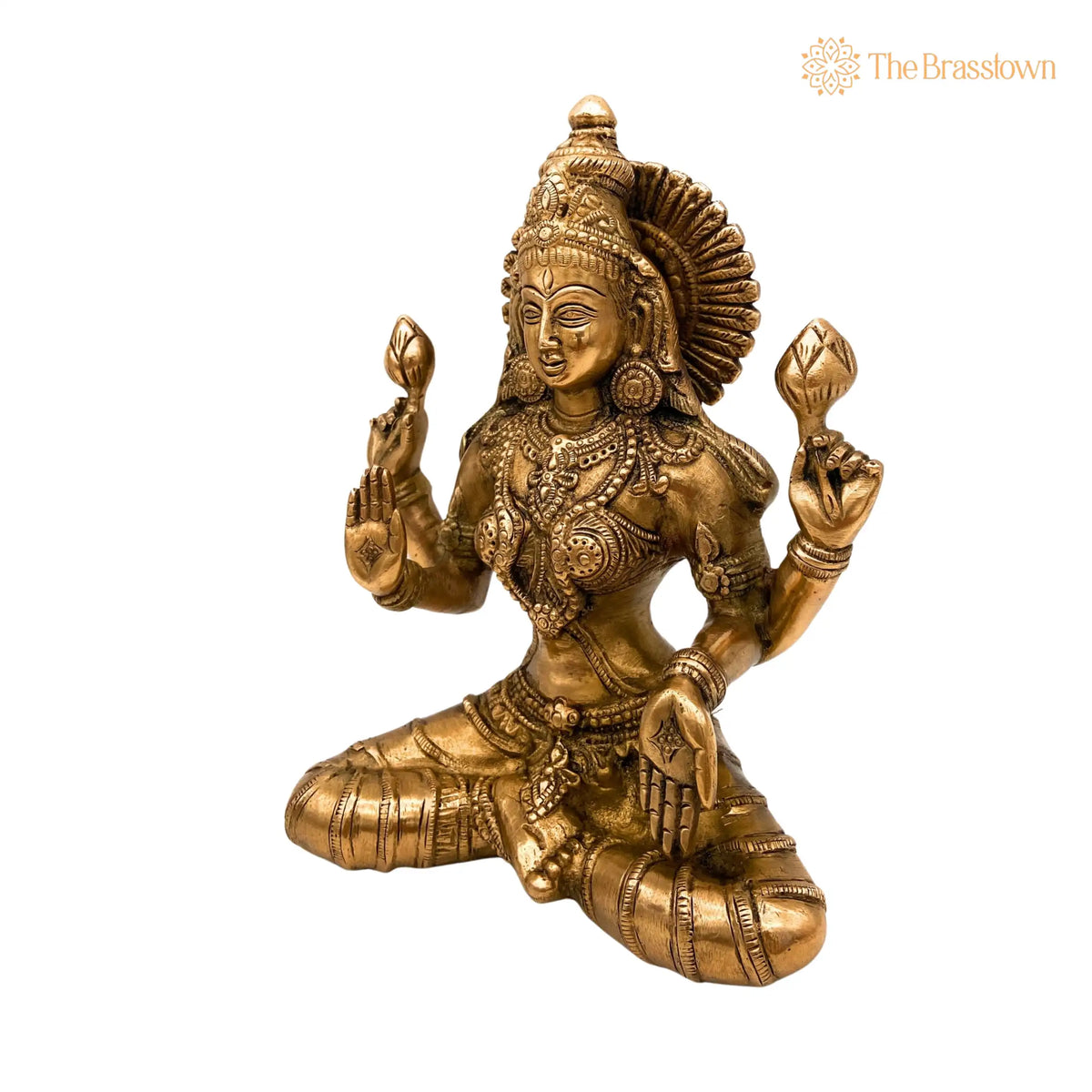Brass Handcrafted Maha Lakshmi Idol for Pooja – Mahalakshmi Devi Statue, Laxmi Murti for Home Temple, Office & Gift Décor 7.5 Inch 2