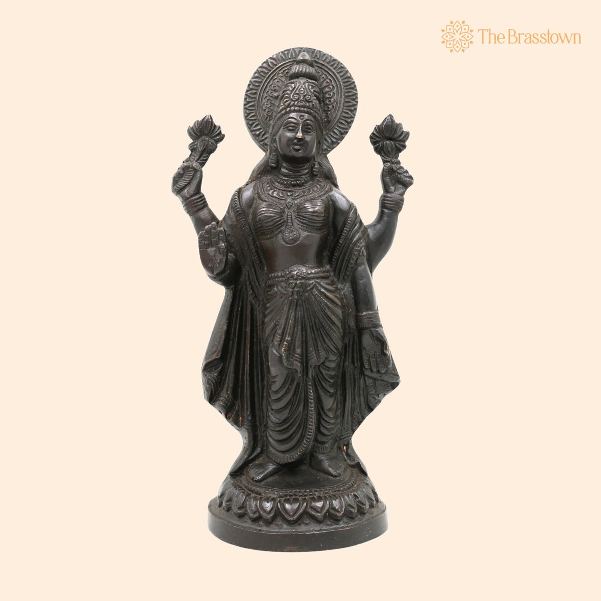 Handcrafted Brass Mahalakshmi Idol – Ashta Lakshmi Kamala Devi Statue, Home Temple & Gift 9 Inch 1