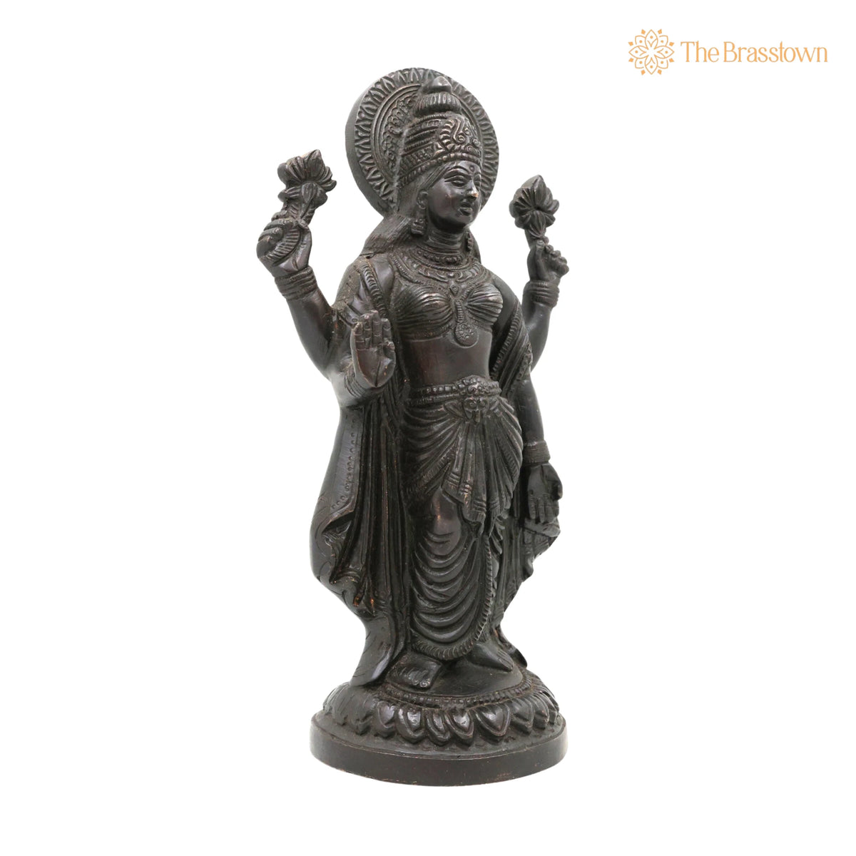 Handcrafted Brass Mahalakshmi Idol – Ashta Lakshmi Kamala Devi Statue, Home Temple & Gift 9 Inch 2