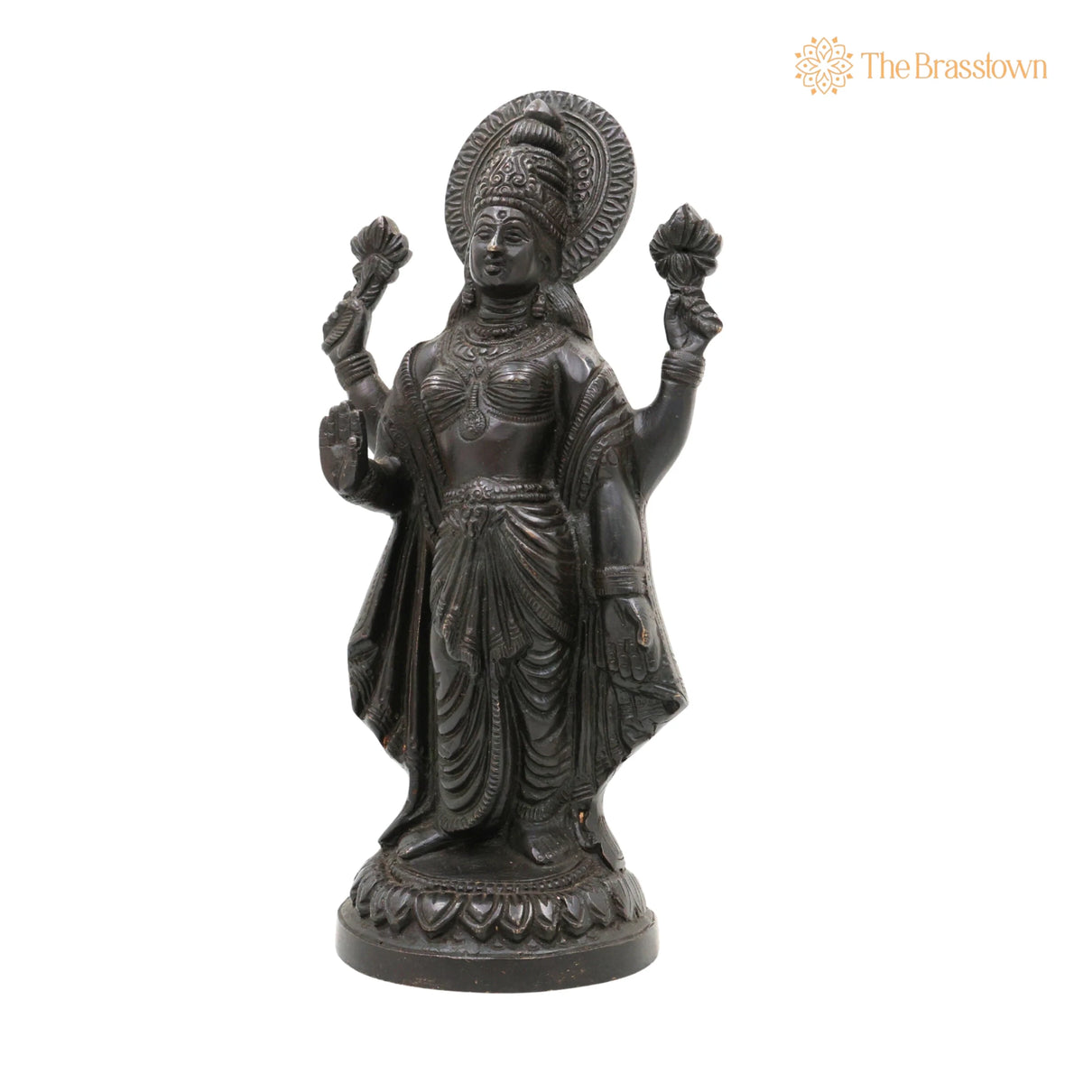 Handcrafted Brass Mahalakshmi Idol – Ashta Lakshmi Kamala Devi Statue, Home Temple & Gift 9 Inch 3