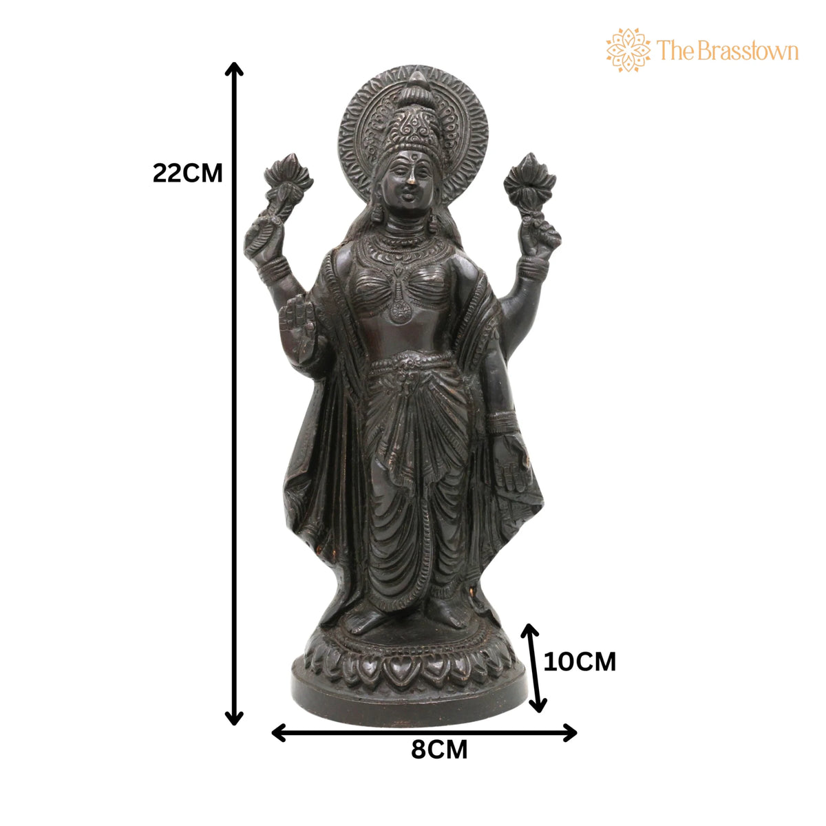 Handcrafted Brass Mahalakshmi Idol – Ashta Lakshmi Kamala Devi Statue, Home Temple & Gift 9 Inch 5