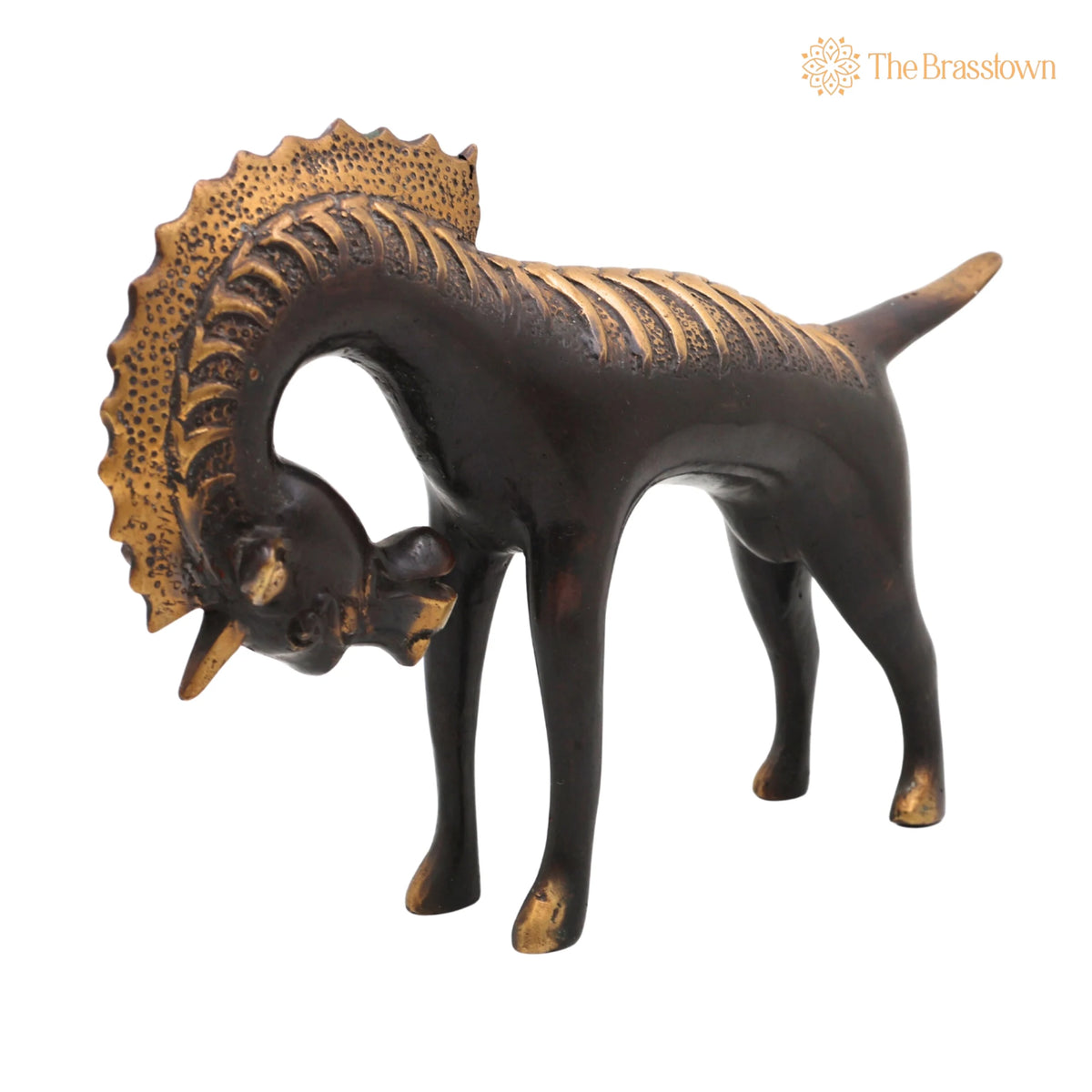 Brass Horse Idol – Marwari & Kathiawari Ashva Statue, Handcrafted Peetal Pittal Showpiece for Home, Temple & Festival Décor 9.5 Inch 3