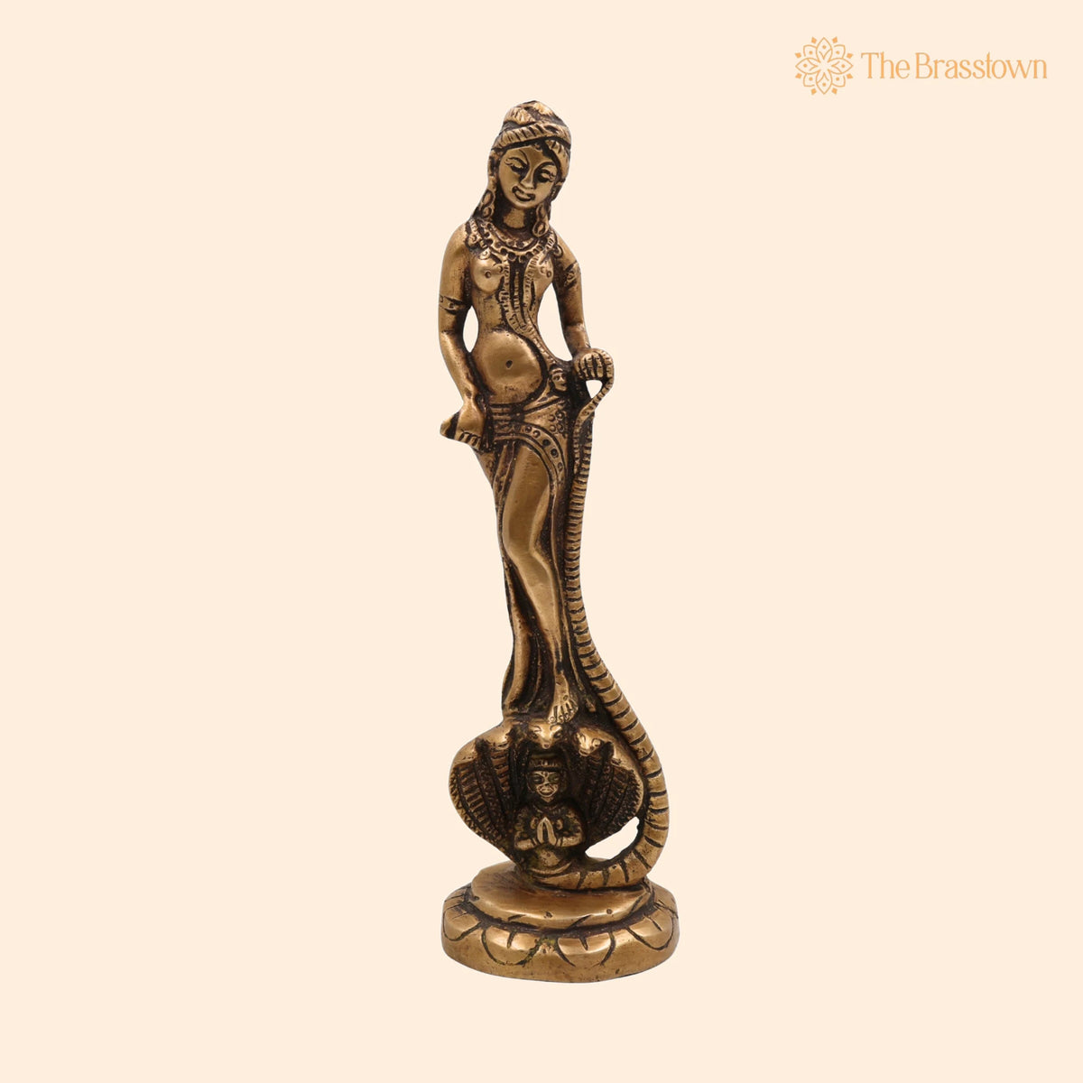 Brass Nag Kanya Statue – Handcrafted Brass Naga Kanya Statue, Nag Kanya Idol for Puja, Home Mandir & Décor 9.5 Inch 1