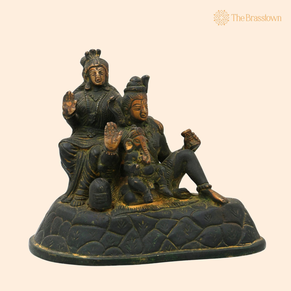 Brass Shiv Pariwar Sculpture With Parwati – Handcrafted Shiv Pariwar, Shivaparivar, Shivparivar Murti for Puja, Home Mandir & Décor 5.5 Inch 1