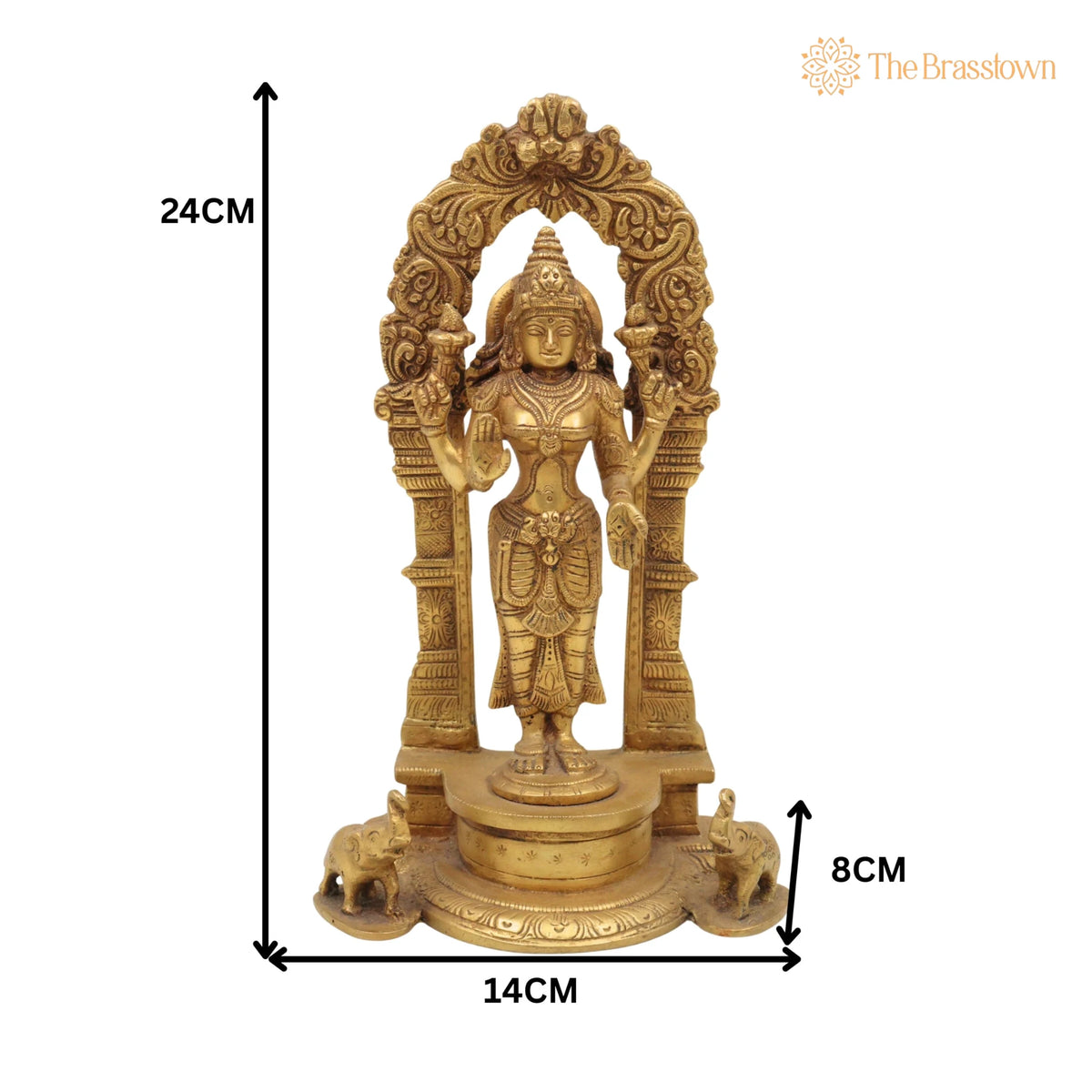 Handcrafted Brass Mahalakshmi Idol with Prabhavali – Lakshmi Devi, Shri, Kamala, Padma, Ashta Lakshmi Murti for Pooja 9.5 Inch 5
