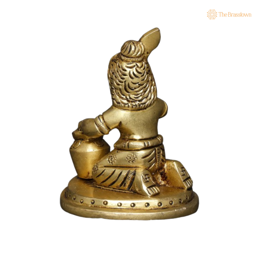 Brass Baby Krishna with Makhan Handi Idol 3 Inch