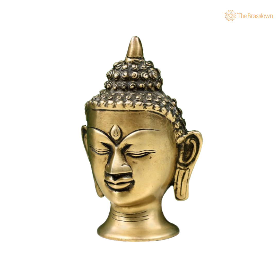 Brass Buddha Head – A Symbol of Tranquility and Inner Peace 5 Inch