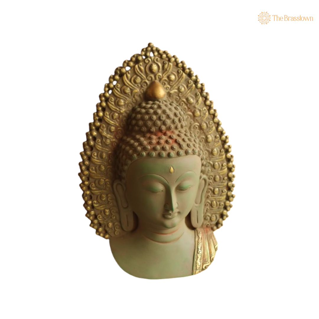 Brass Buddha Wall Hanging – Symbol of Serenity and Enlightenment 13.5 Inch