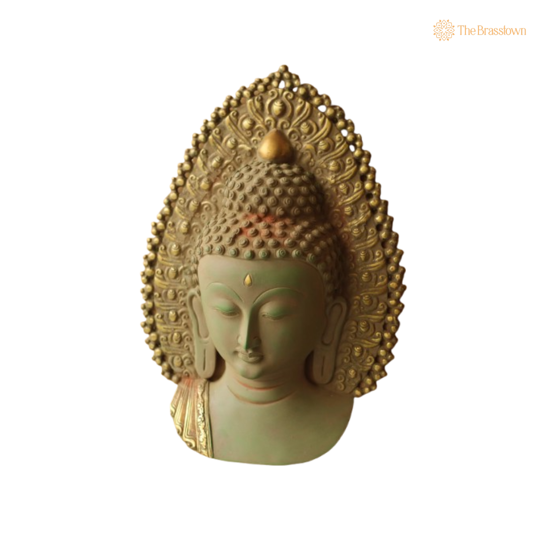 Brass Buddha Wall Hanging – Symbol of Serenity and Enlightenment 13.5 Inch