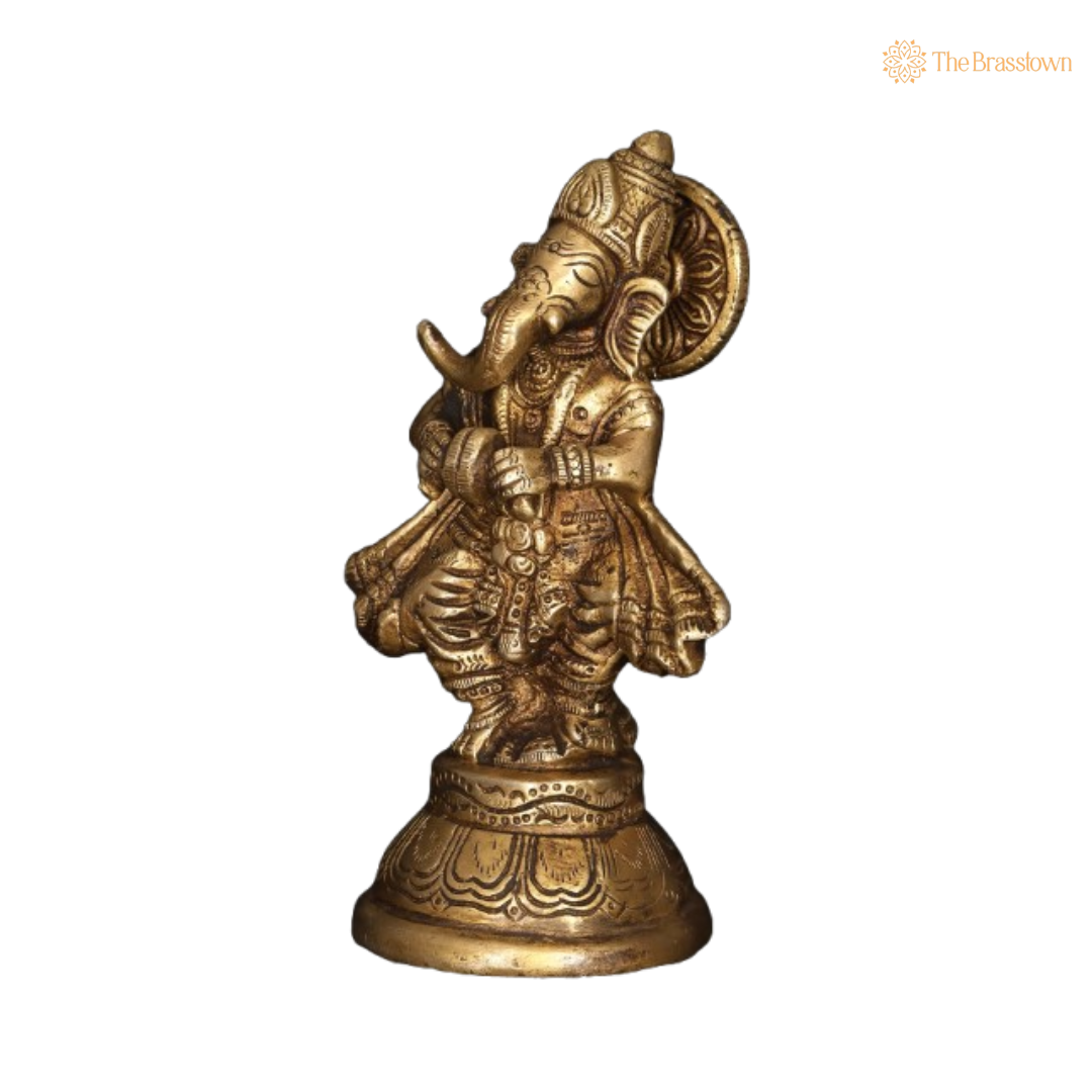Brass Dancing Ganesha Idol – Artistic & Decorative 6 Inch