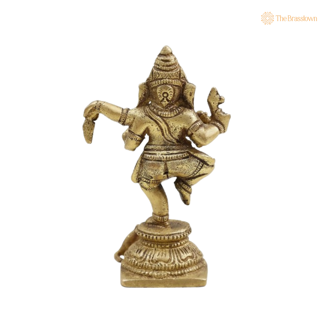 Brass Dancing Ganesha Idol 4 Inch