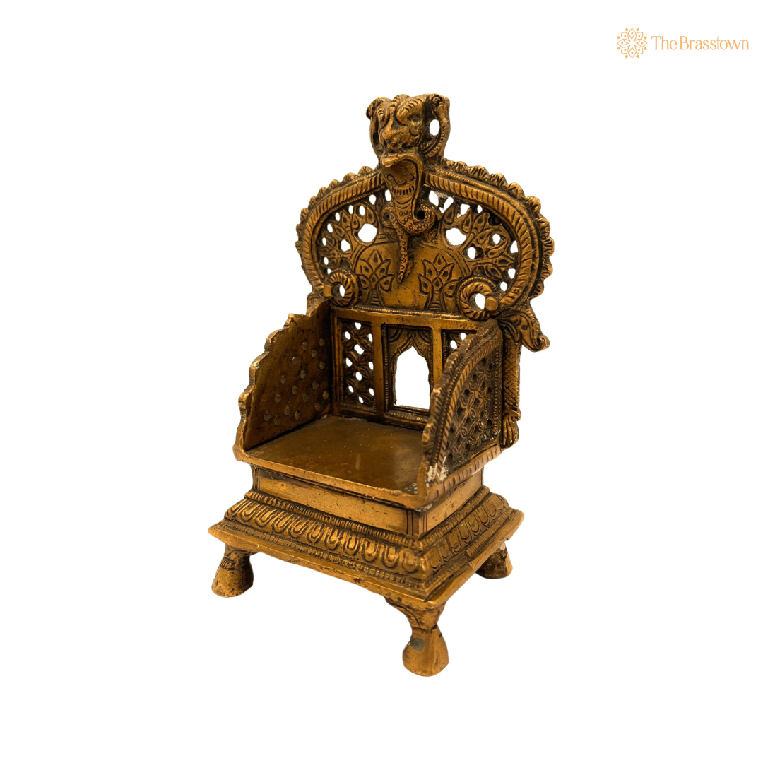 Brass Decorative Throne – A Regal Pedestal for Your Deities 7 Inch