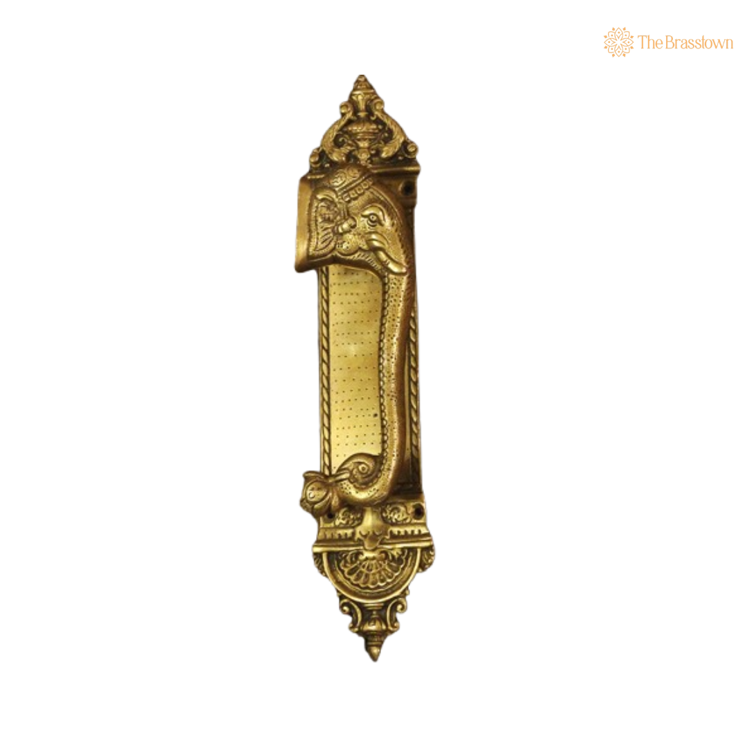 Brass Elephant Design Door Handle Pair – A Majestic Addition to Your Home 12.5 Inch