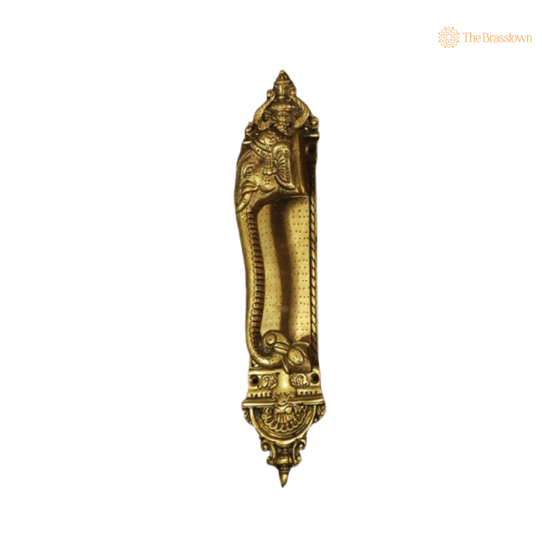 Brass Elephant Design Door Handle Pair – A Majestic Addition to Your Home 12.5 Inch