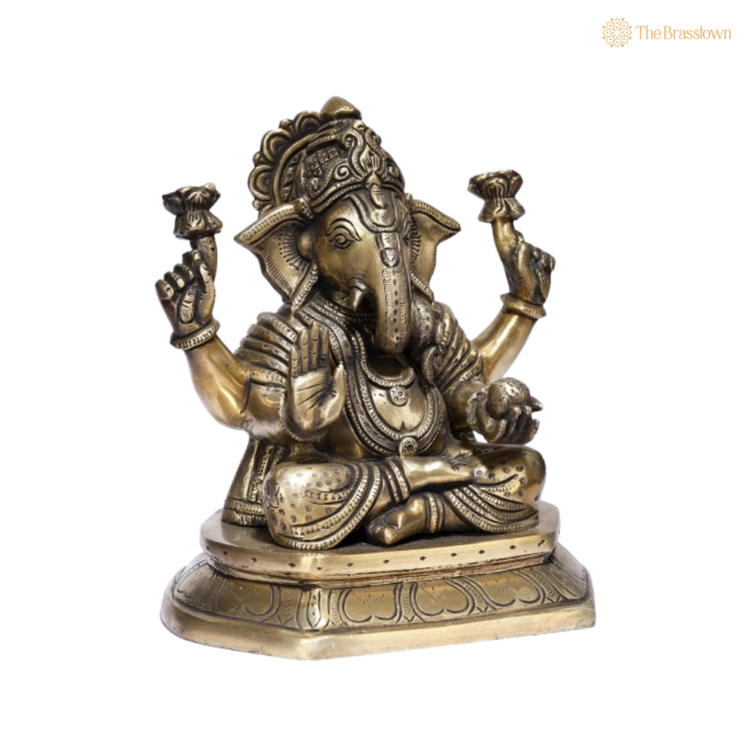 Brass Ganesha Idol – A Timeless Decorative & Spiritual Piece 8 Inch