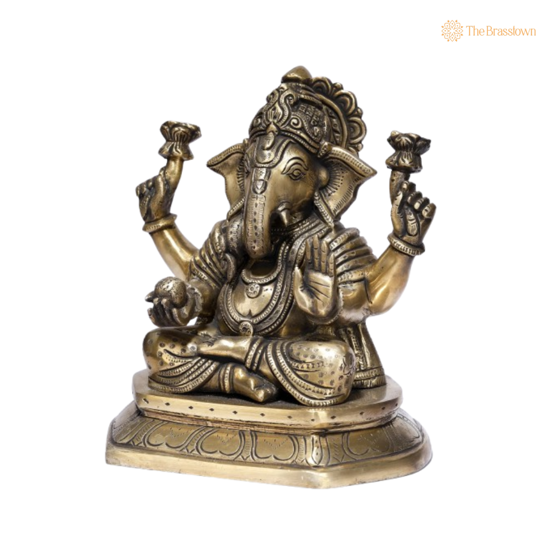 Brass Ganesha Idol – A Timeless Decorative & Spiritual Piece 8 Inch