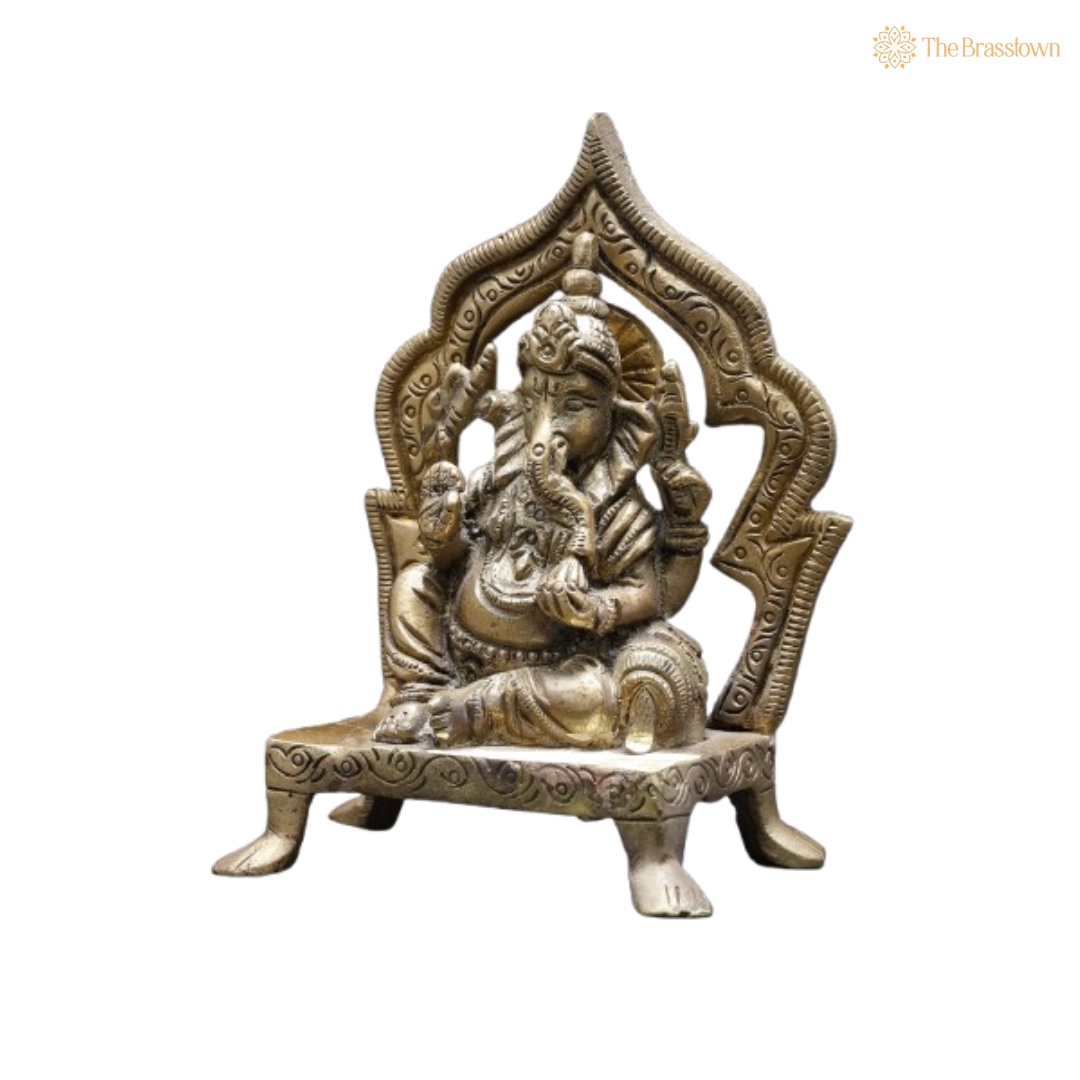 Brass Ganesha Idol – Intricately Designed for Home & Temple Décor 4 Inch
