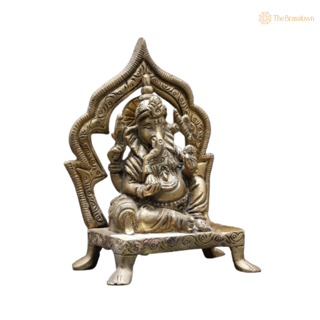 Brass Ganesha Idol – Intricately Designed for Home & Temple Décor 4 Inch